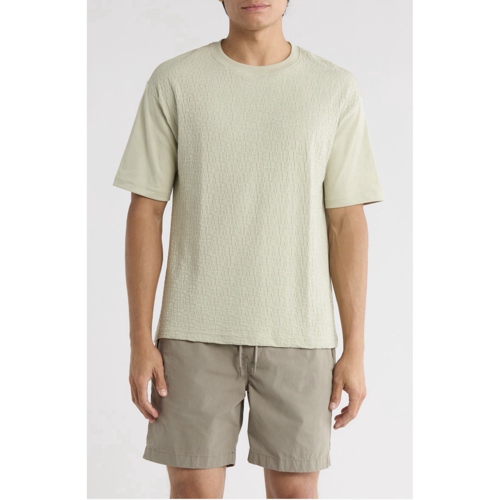 Denim And‎ Flower Men's Textured Crewneck Tshirt Light Green Preppy Coastal S